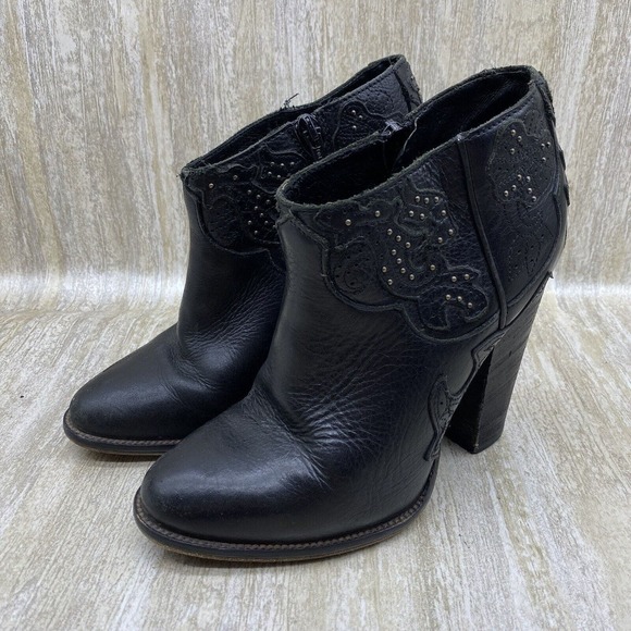 Diesel Womens Guadalupy Ankle‎ Boots Womens US 6 Black Leather Booties EU 36 - Picture 1 of 11